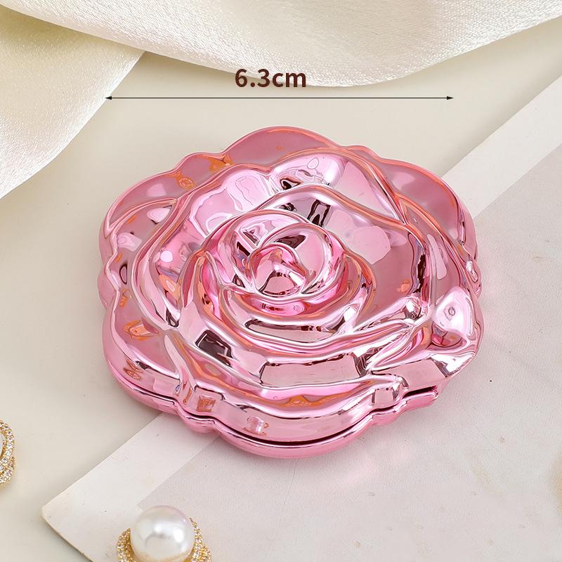 

Handheld Mini Double-sided Mirror Creative Personality Electroplated Rose Folding Beauty Mirror High-end Portable Makeup Mirror рожевий