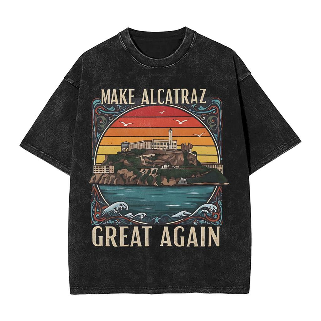 Alligator Alcatraz T Shirt Vintage Style for Men Women Cotton Tee Shirts Tops
