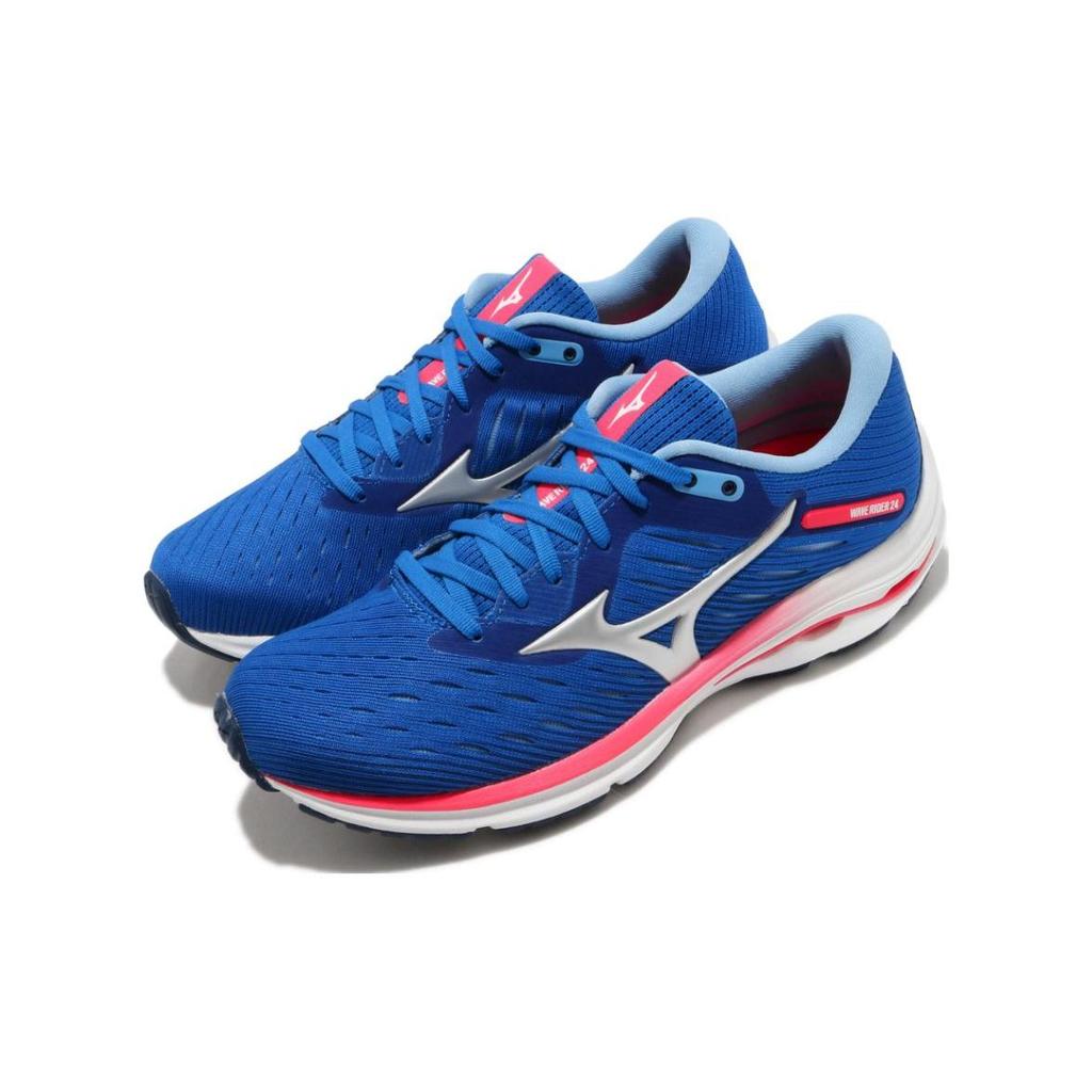 Mizuno  Wave Rider 24 Blue Diva Pink Women Sneakers Arctic-Ice J1GD200320