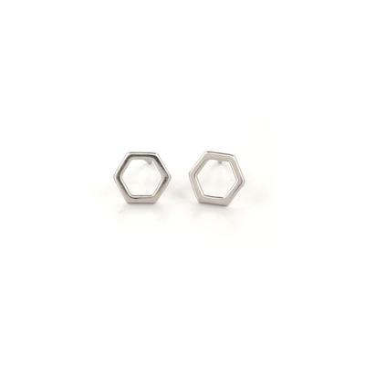Sechseckige Ohrstecker – handgefertigtes 925er Sterlingsilber mit rhodiniertem Schmuck als Geschenk für Damen