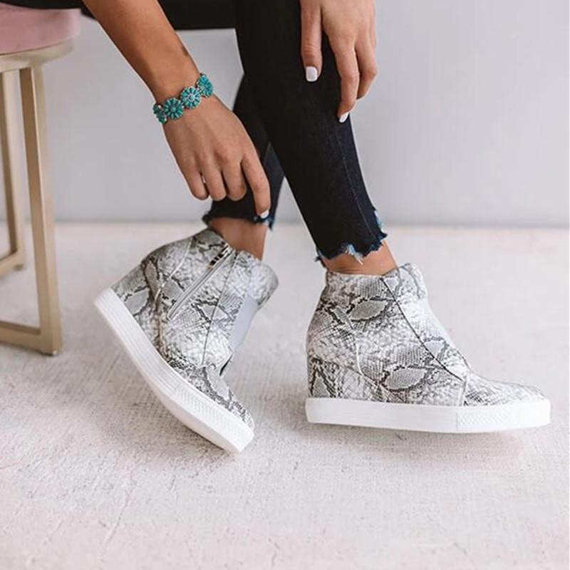 Fashion Womem Shoes Fashion Casual Wedges Boots Women's Platform Shoes Plus Size Autumn Boots Leopard High Top Shoes Zapatos Mujer