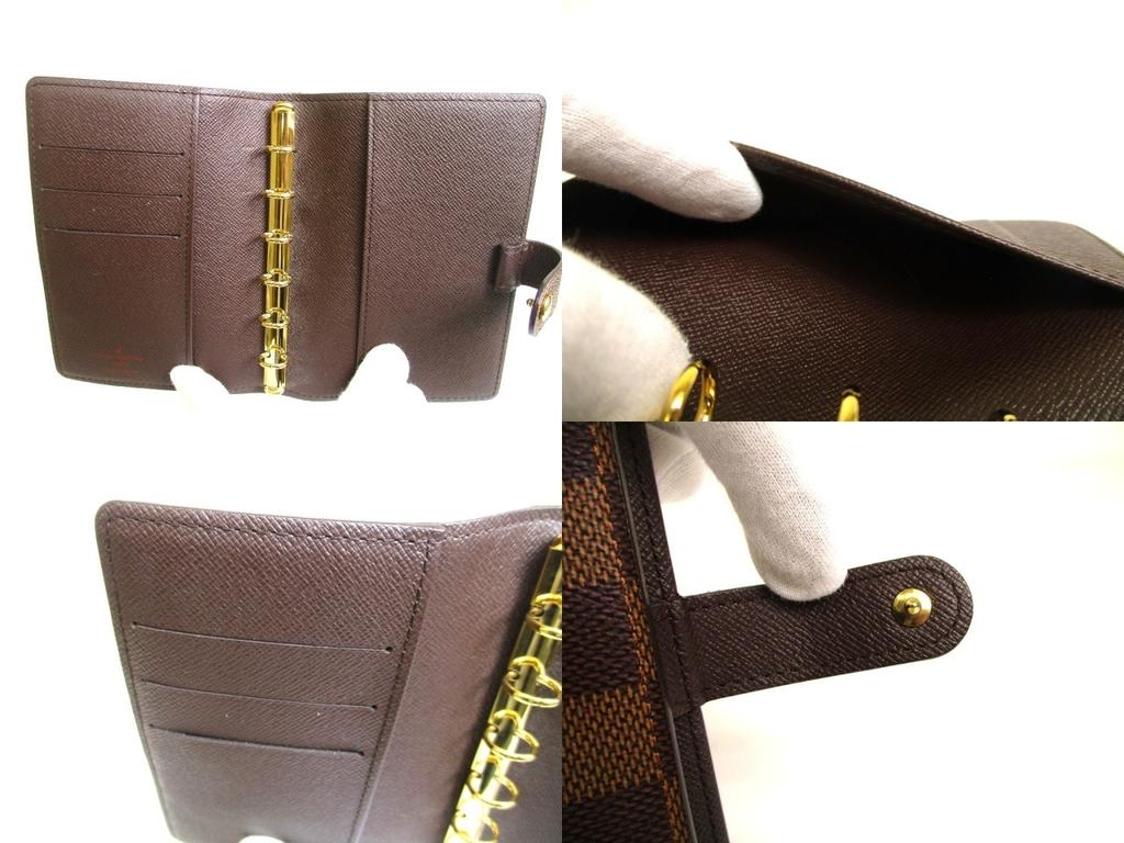Authentischer LOUIS VUITTON Damier Leder Dokumentenhalter Kleiner Ring Terminplaner Hülle #a957 Überholt