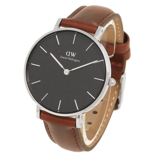 Daniel Wellington Women's Classic Petite Watch, 32mm, Quartz Movement, Black with ST MAWES Brown, DW00100181