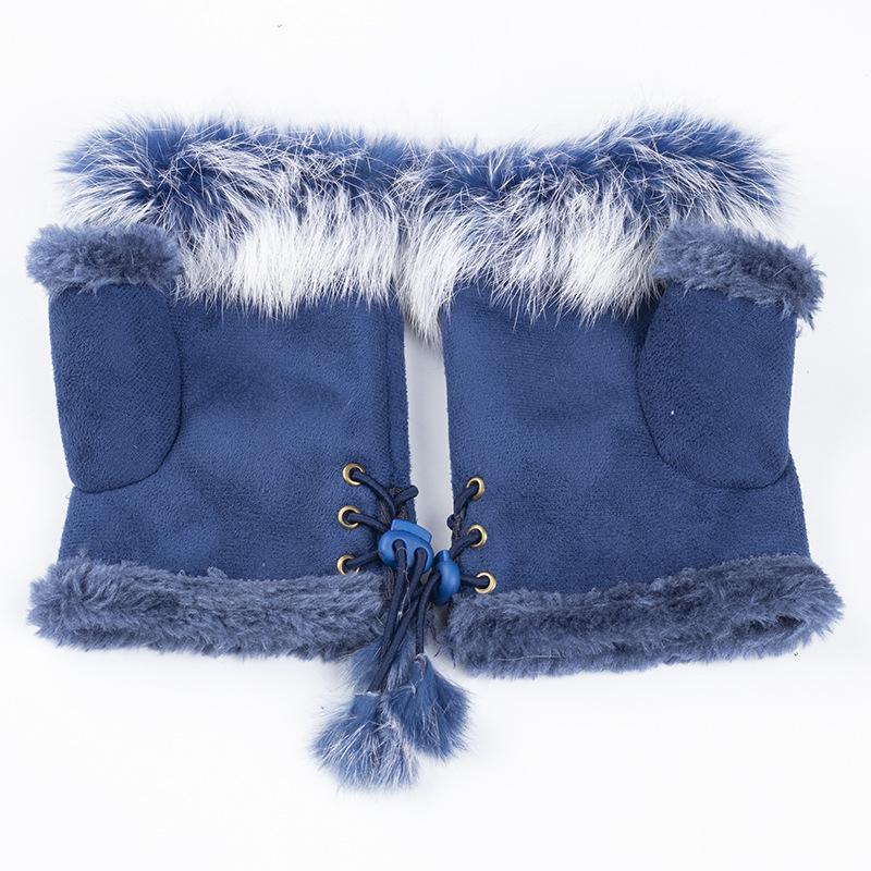 

Plush Fingerless Gloves Female Winter Mitten Soft Warm Women Wrist Warmers Outdoor Write Gloves Thickened Cold Protection