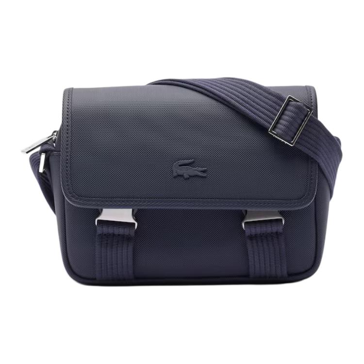 Lacoste Crocodile Logo Adjustable Shoulder Strap Flap Crossbody Bag Men bags Dark-Blue NH4858HC-021 Dark Blue