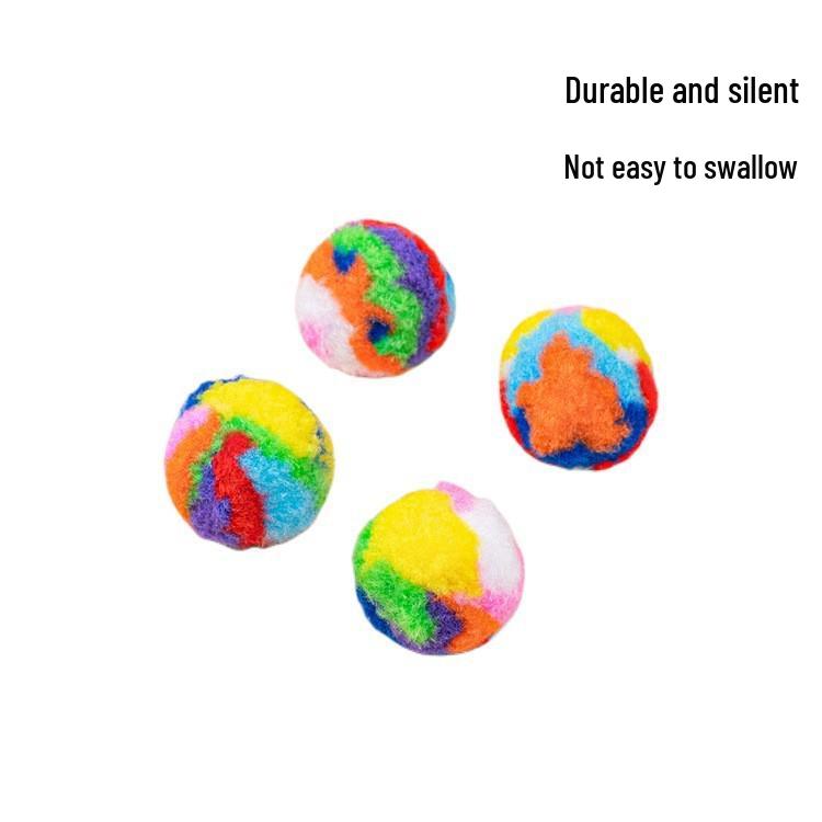 Cross-Border Cat Toys: Colorful Plush Ball, Scratch & Bite-Resistant, Polypropylene Kitten Teasing Ball.