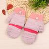 New Children's Thermal Writing Gloves Autumn and Winter Thickened Flip Color Matching Wool Finger Knitted Student Gloves Women
