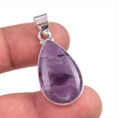 Natürlicher Wolken-Amethyst-Edelstein, 925er Sterlingsilber, Geschenkanhänger, 3,8 cm, P8D58