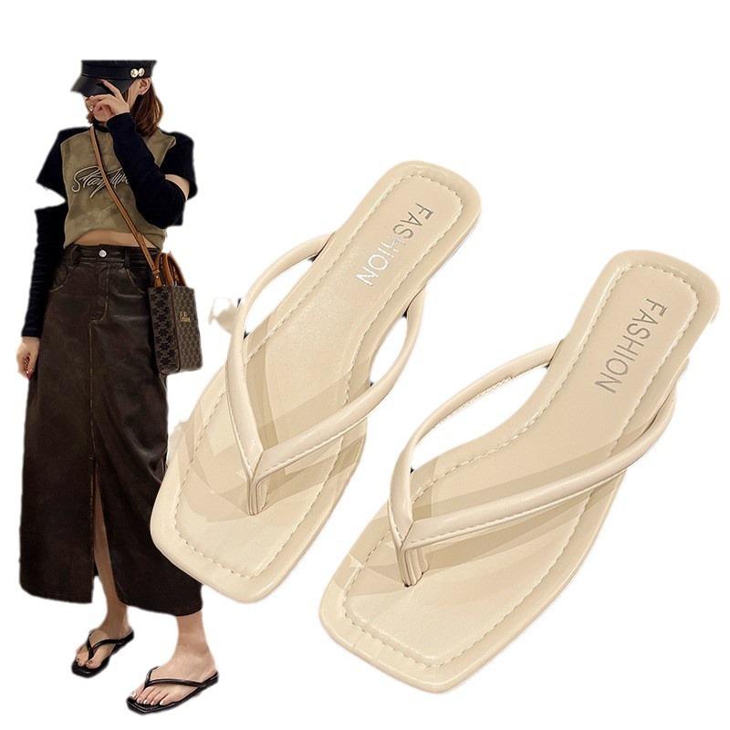 Flat-bottomed flip-flops women's shoes summer new niche retro versatile outer wear toe beach sandals