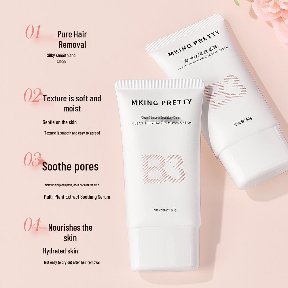 MKING PRETTY Gentle Moisturizing Depilatory Cream - Silky Smooth, Non-Irritating, Soothing, Ideal for Newbies