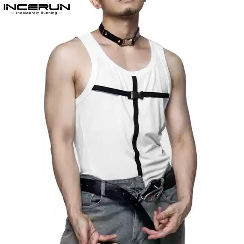 INCERUN Summer Men Strap Sleeveless T-shirts Racerback Tank Tops