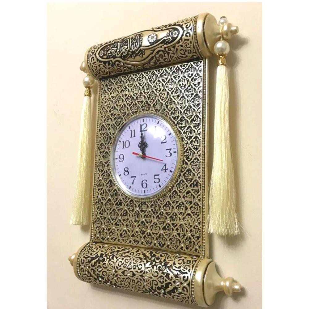 Edikt-Muster-Wanduhr | Wanddekoration im einzigartigen Stil | Islamische Wandkunst | Einzigartiges Geschenk für Zuhause | Islamische Wohnkultur | Wanduhr in Edikt-Form