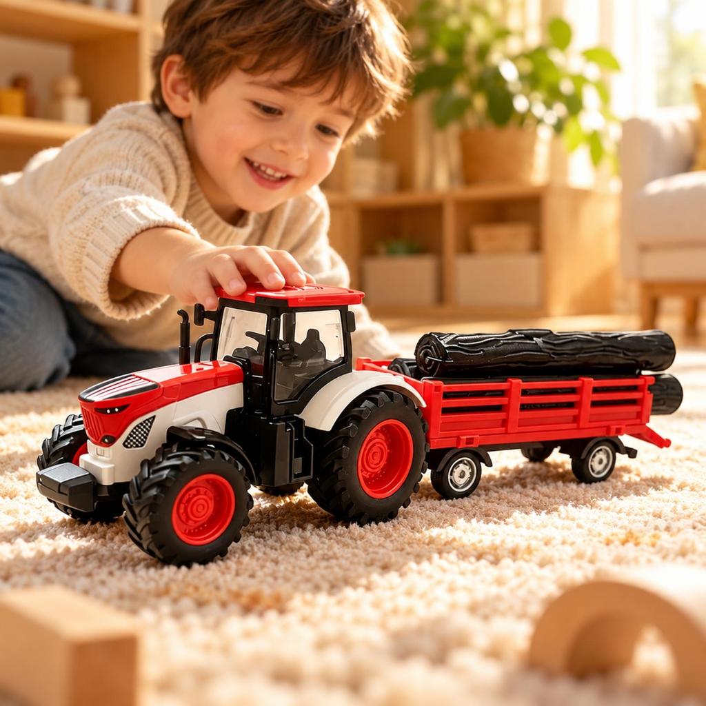 Farm Tractor Transport Toy with Enclosed Cab Diecast Alloy Agricultural Detachable