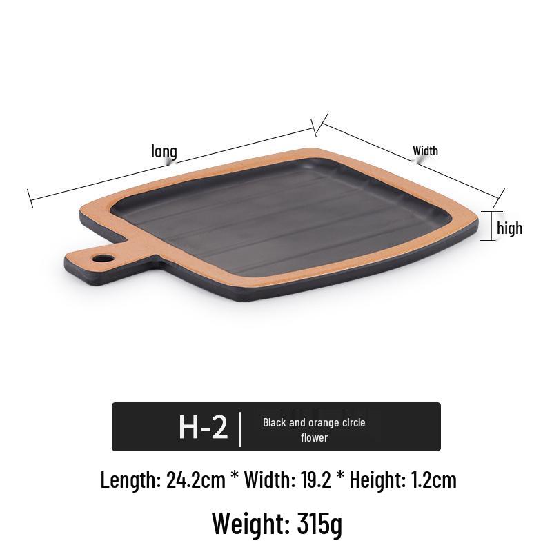 Creative Melamine Plate with Handle - Japanese Imitation Porcelain for Pizza, Steak, and Barbecue