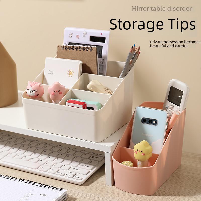 Trendige Schreibtisch-Aufbewahrungsbox: 4-Raster für Wohnheimkosmetik und 5-Raster für verschiedene Artikel.