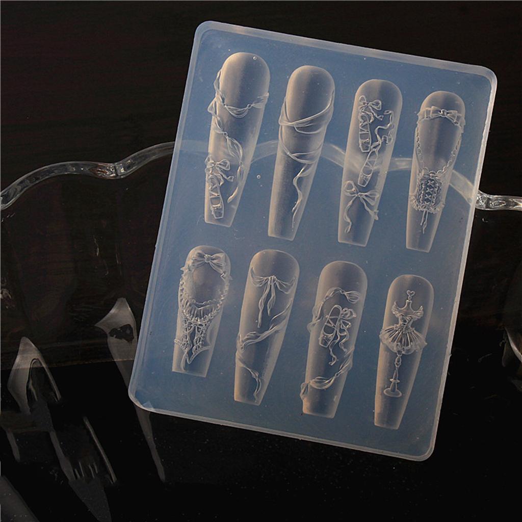 Silikonform für geprägte Nailart-Sticker, filigrane florale Spitzen-Schleifen-Designs, Basteln, einfache Anwendung