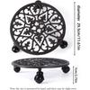 2 Pcs Heavy Cast Iron Plant Caddy,Rolling Plant Stand With 360° Wheels Rustproof Plant Holder For Garden,Patio,Home Decor