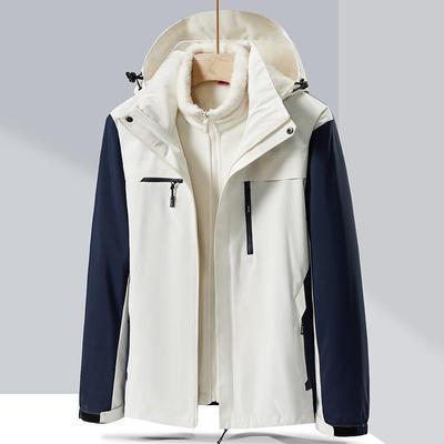 Herrenjacke zweiteilig Drei-in-Eins-Jacke Herbst und Winter Samt verdickt winddicht Bergsteigerjacke für Herren