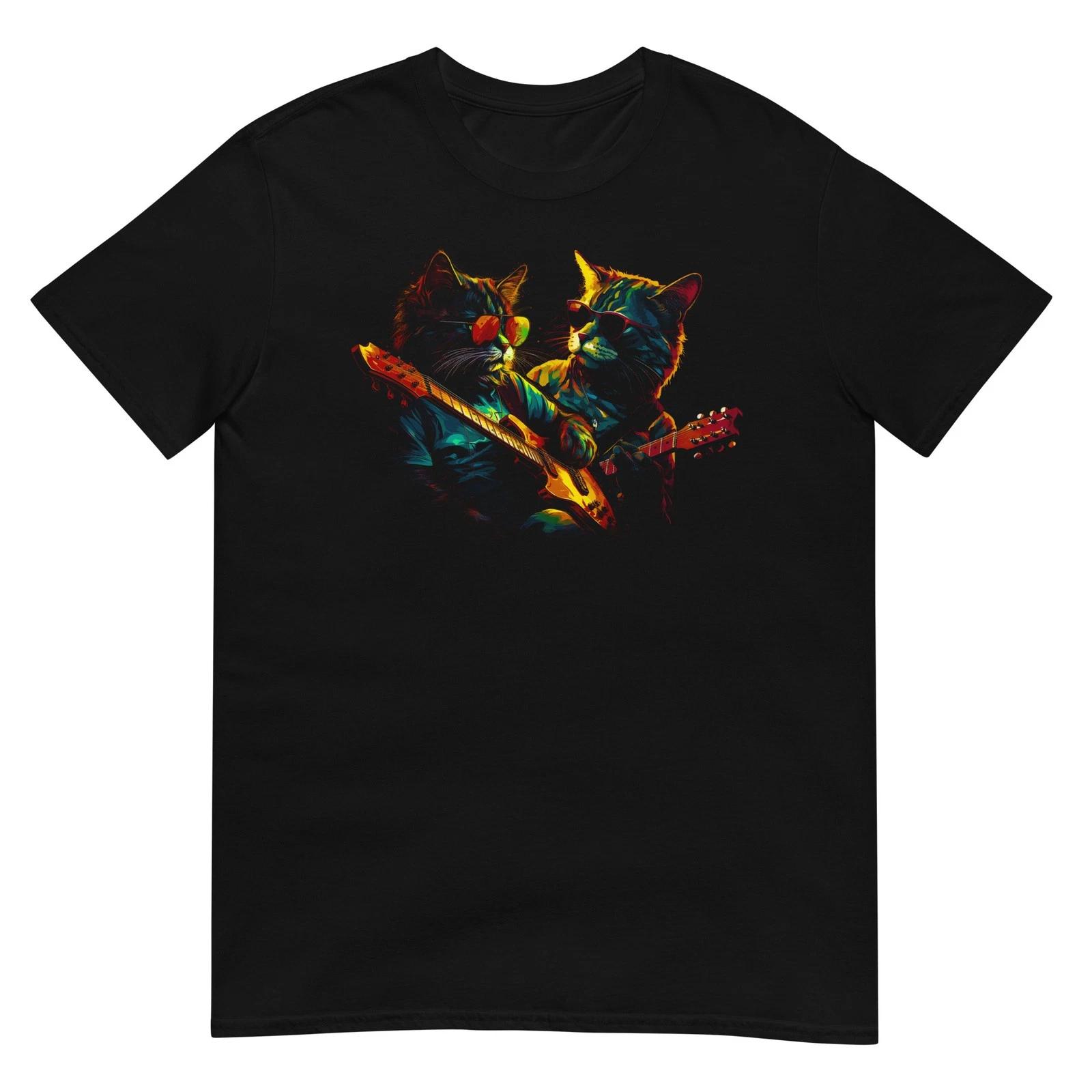 Cat Tshirt Guitar Player Tee Kitty Cats Lover Pet T-Shirt Unisex Design 3XL