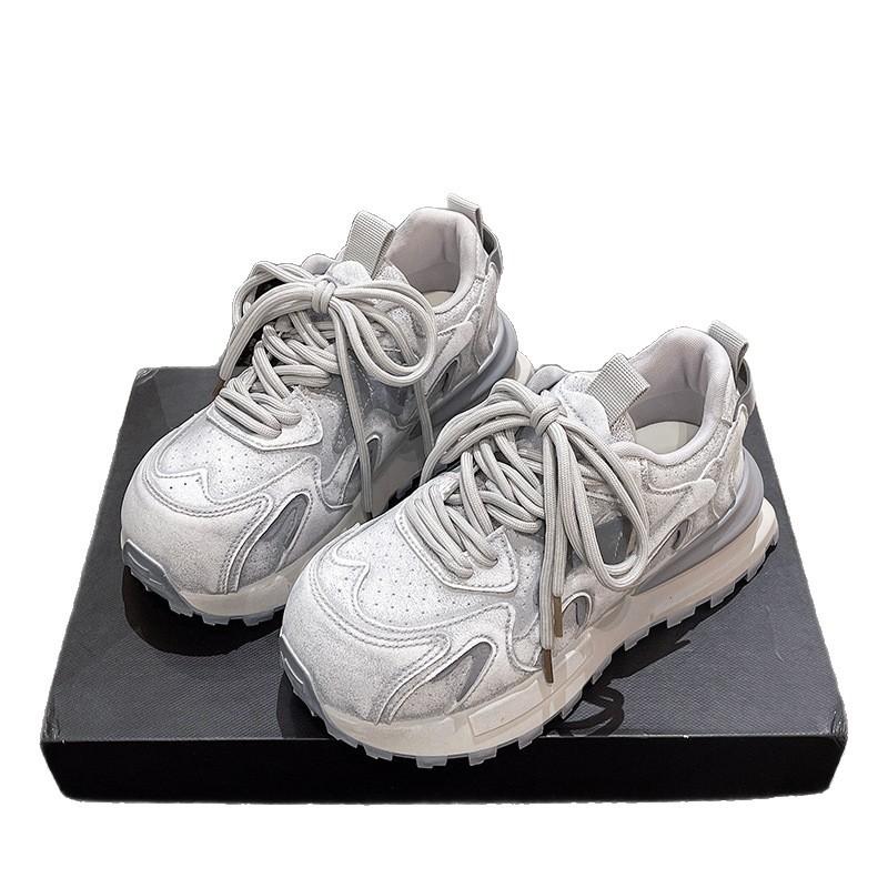 thick-soled color matching Forrest Gump shoes for women in spring and autumn 2025, new soft-soled sports and leisure shoes ins trendy dad shoes for 
