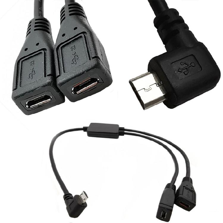 Splitter & Micro USB Cable, 5-pin Male to 2 Female, Charger, 2-in-1 Data Cord