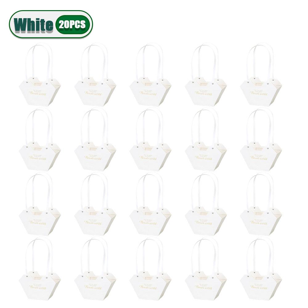 10-20PCS Valentine Flower Tote Bag Heart Design Waterproof Carrying Case Style Bouquet Ins Fashion Gift Packaging