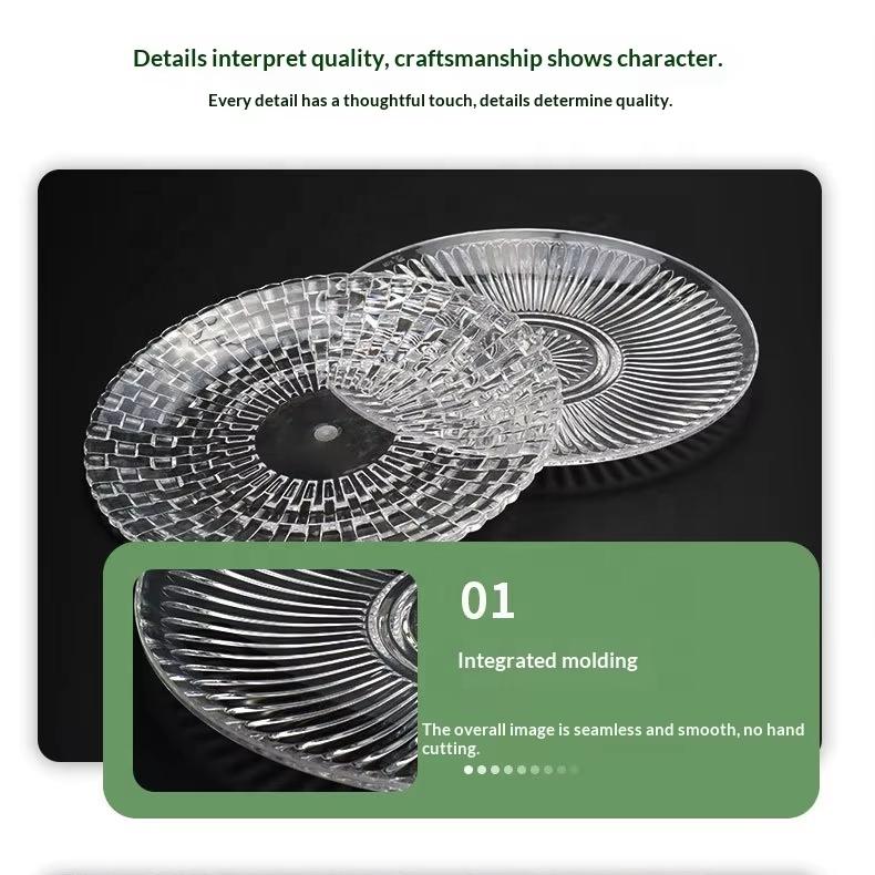Eco-Friendly Non-Toxic PC Material Transparent Round Large Capacity Fruit Plate for Outdoor Picnic and Commercial Restaurant Use