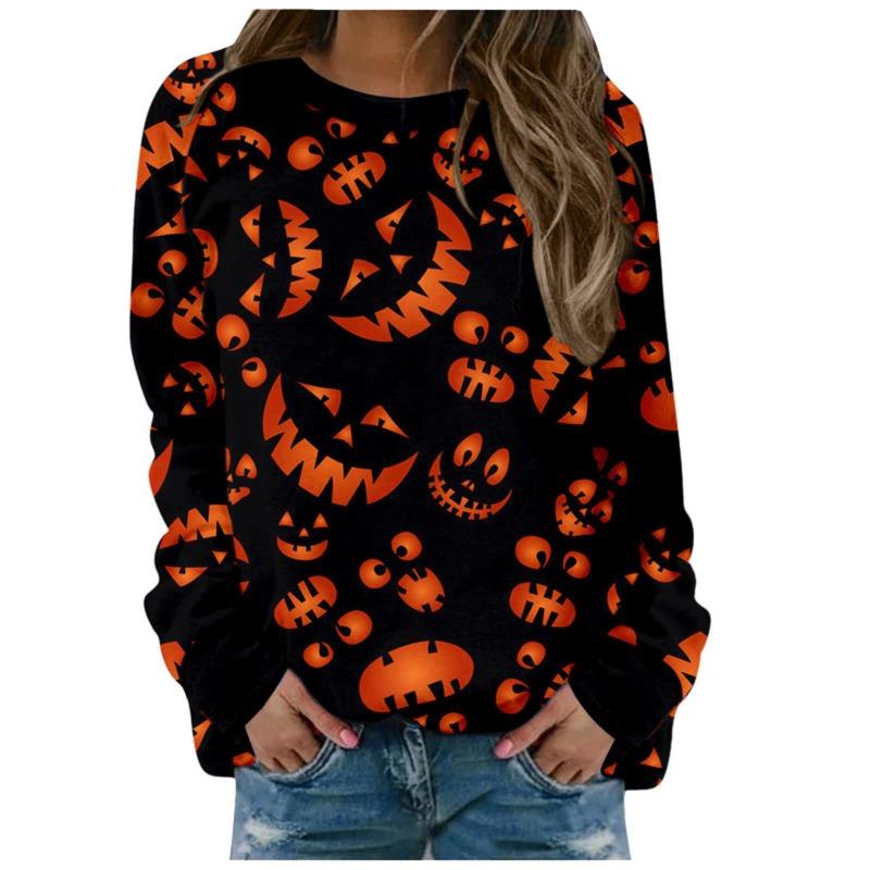 Halloween Tops Thin Sweatshirt Fashion Printed T Shirts for Women Clothes Casual T-Shirts Y2k Top Blusas Ropa Mujer Streetwear