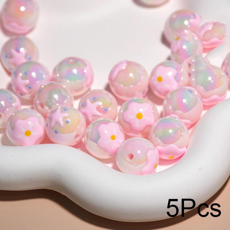 5шт милые прямые отверстия цветок мультфильм круглые бусины браслет материалы ручная — фото 8