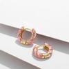 Customization 2025 Cute Pink Color Enamel Geometric Square Star Huggies Earring New Trendy Set Female Fashion Jewelry Earrings