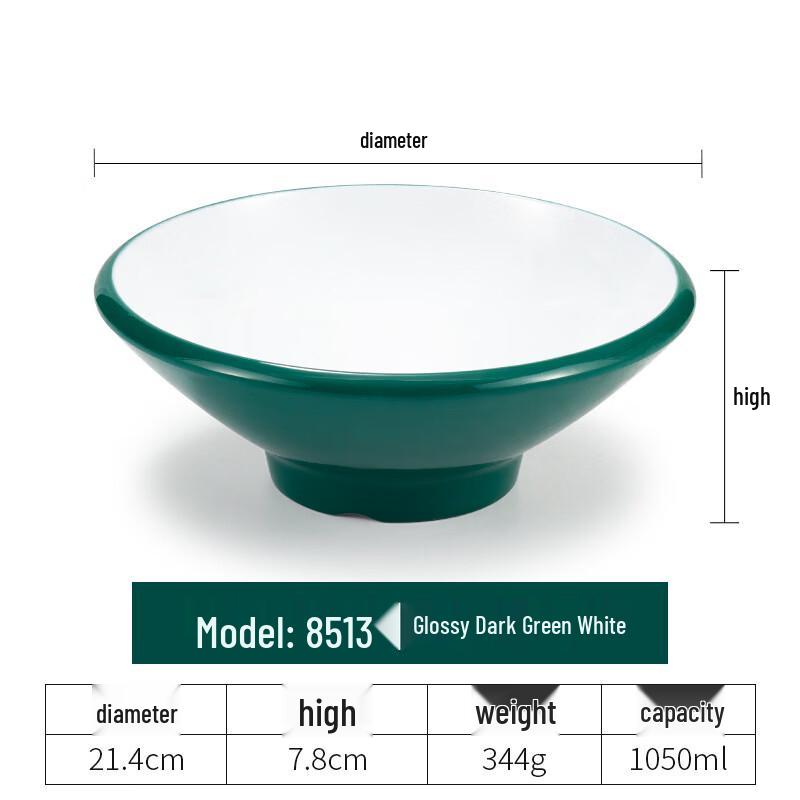 

Handun Nordic Square Melamine Noodle Bowl Set, Dark Green & White
