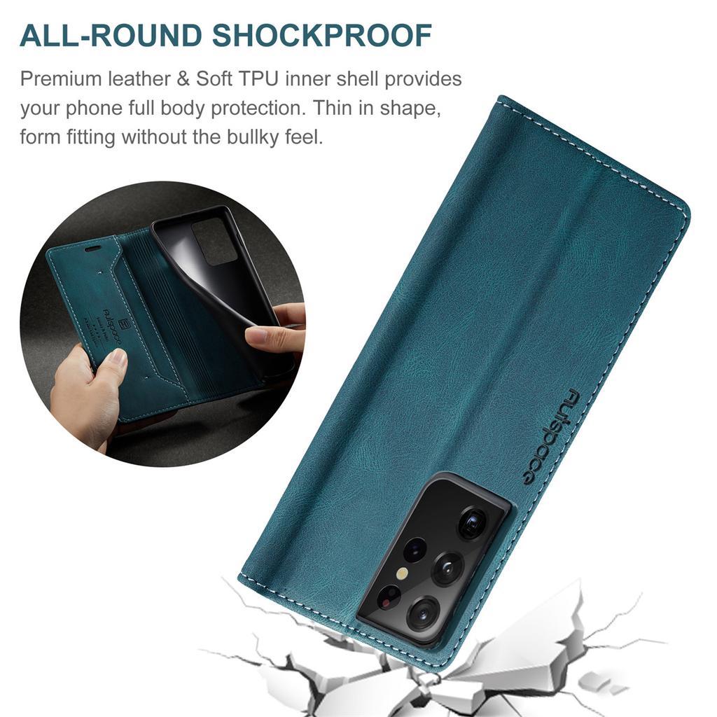 Premium Vintage Leather Wallet Case for Samsung Galaxy S21 Ultra - Flip Cover with Card Slots, Shockproof Retro Style (4 Colors)