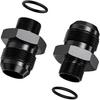 2Pcs 6AN Male To M16 X 1.5mm Male Swivel Flare Metric Fitting Adapter, Black Straight Hard Aluminum Hex Anodized Connector, Automotive Accessories