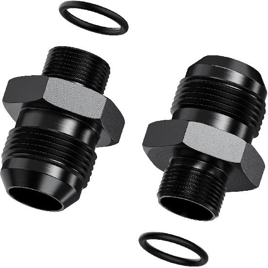 2Pcs 6AN Male To M16 X 1.5mm Male Swivel Flare Metric Fitting Adapter, Black Straight Hard Aluminum Hex Anodized Connector, Automotive Accessories
