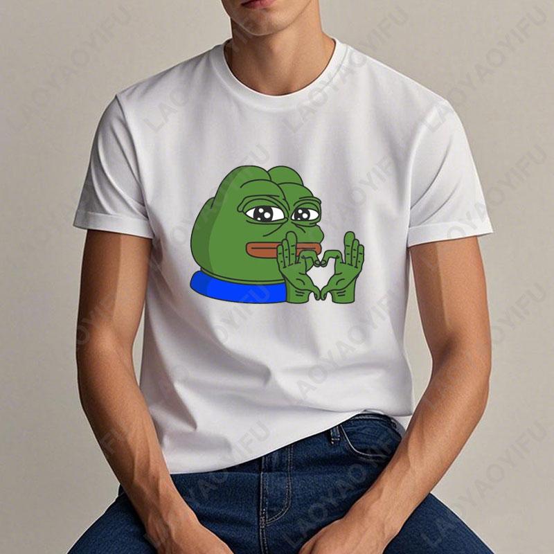Sad Frog PEPE Funny Graphic T Shirts Summer Clothes for Man High Quality Cotton Short-sleev Tee-shirts Humor Camisetas Hombre