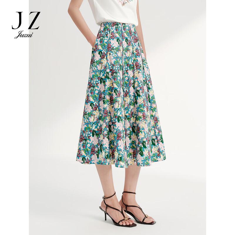 JUZUI Resort Floral Print A-Line Skirt