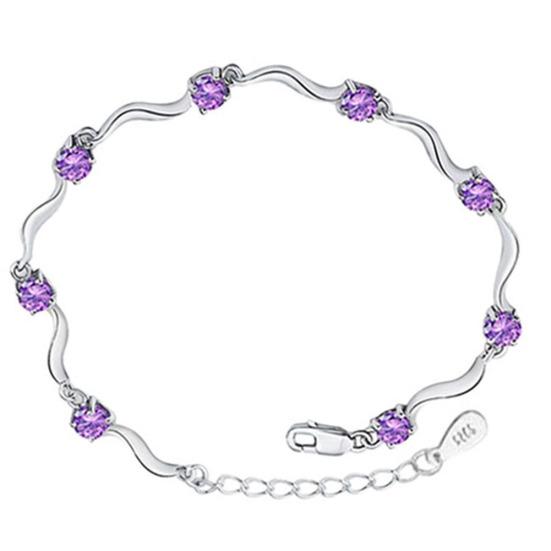 Women Faux Silver Crystal Bamboo Chain Bracelet Fashion Jewelry