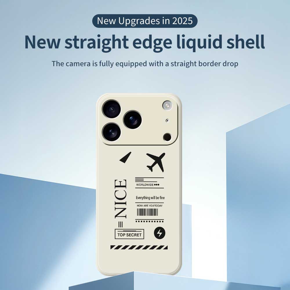 For iPhone 17 Pro Max Case Boarding Ticket Pattern Printing Straight Edge TPU Phone Back Cover