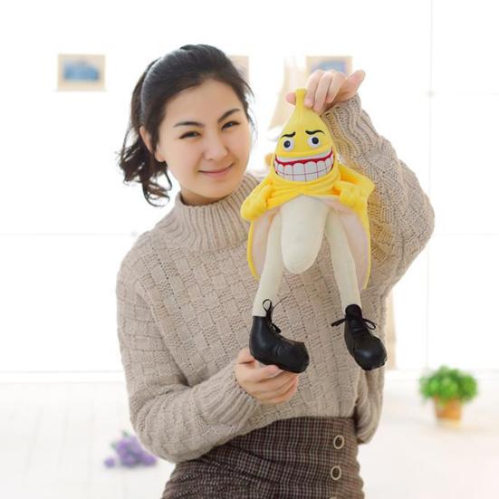 Bananenmann Stofftier Lustiger Ausdruck Lange Beine Fruchtpuppe Weicher Plüschtier Schmuck PP-Baumwolle Böser Schlechter Bananenmann Zeichentrickpuppe Kissen Geburtstagsgeschenk