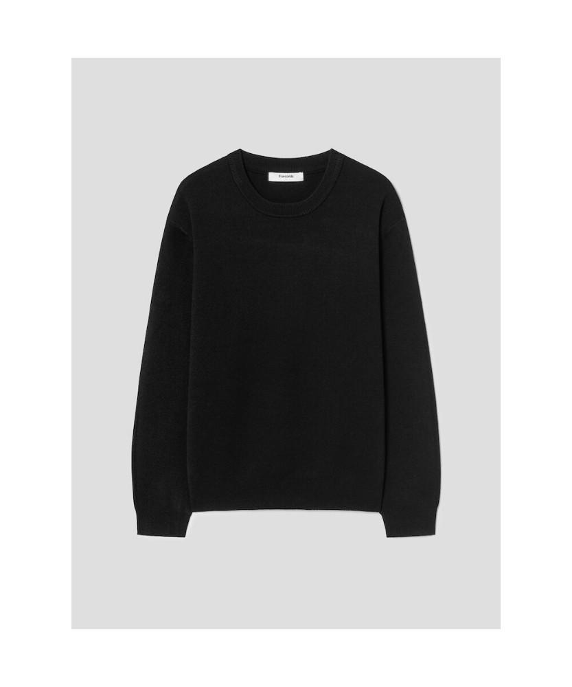 8SECONDS Double-Weave Basic Round Neck Knit Black
