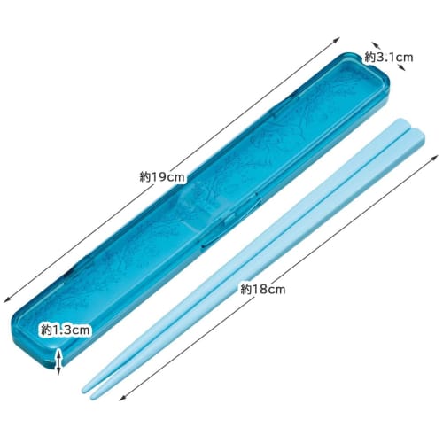 Skater Chopsticks and Chopstick Case Set, Disney Ariel, Turquoise, 18cm, Antibacterial, Adult Size, Made in Japan, ABC3AG-A