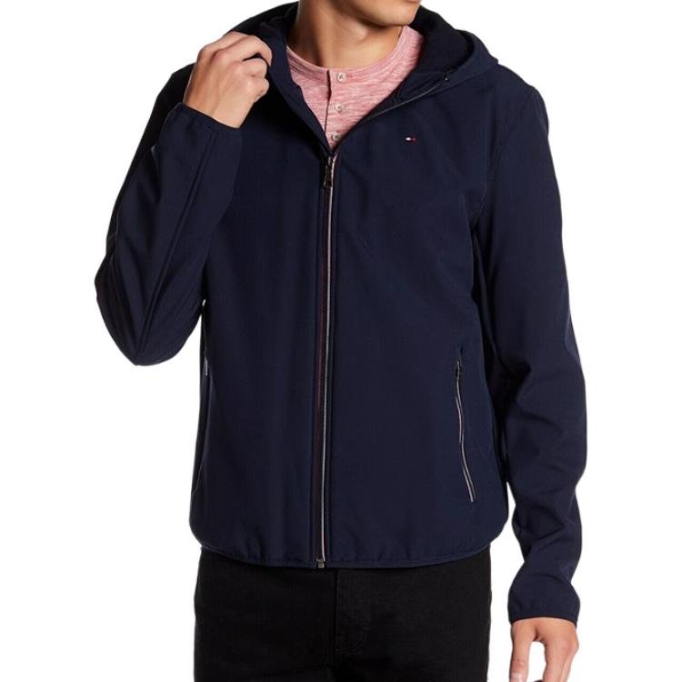 Tommy Hilfiger Solid Fit Comfortable Simple Zip Hooded Long Sleeve Spring Autumn Jacket Men Jackets 157AP294-MID