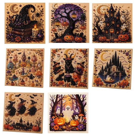 Halloween Faux Pearl Art Kits for Adults Kit, Witch Ghost Painting DIY Seasonal Projects Families Spooky Pumpkin Diamond Craft Set Adults, Handmade
