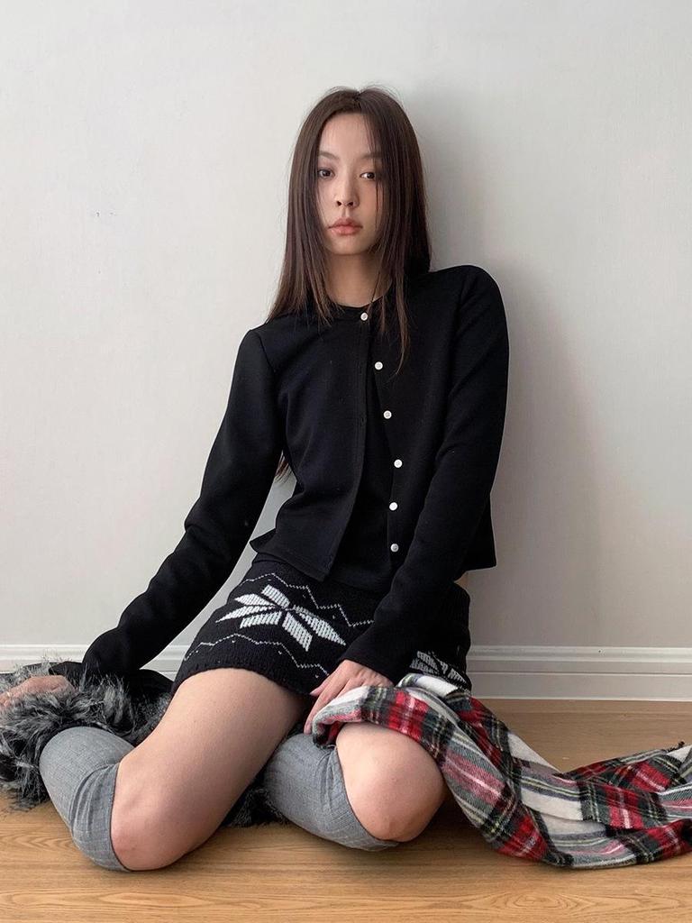 Dorothy Korean Design Air Cotton Buttoned Two-Piece Long Sleeve Women's Sweatshirt