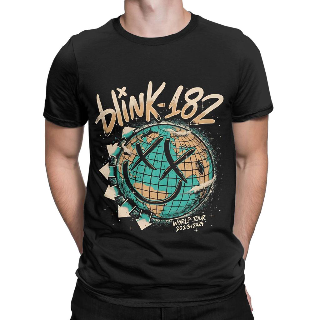 BLNK182 Green Novelty Graphic 100% Cotton T-Shirt Blink 182 Tops Tees For Men