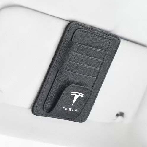 Car Sun Visor Organizer Storage Bag Card Sunglasses Clip For Tesla Cybertruck Roadster Coil SpaceX Highland Modele 3 S X Model Y