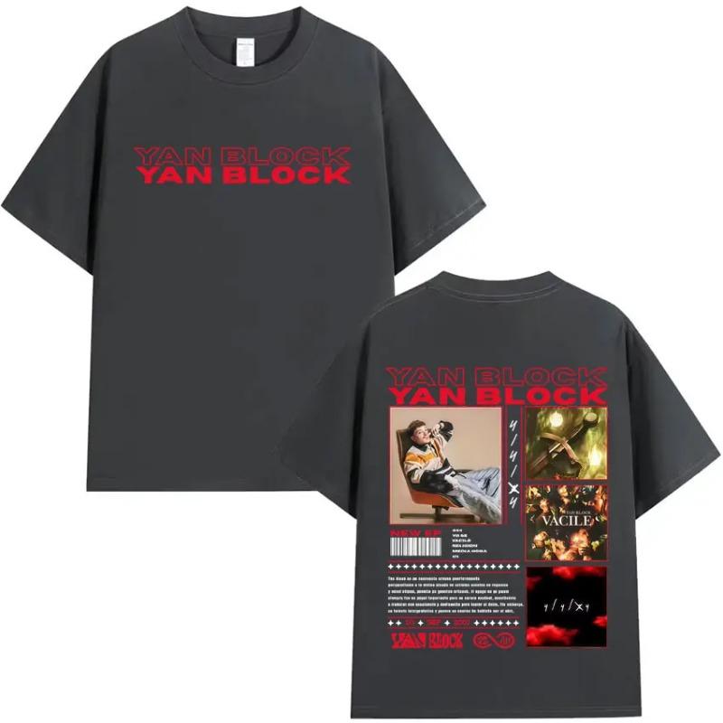 Yan Block Album Punk Harajuku T Shirt Men's Casual High Quality T-shirts Cotton Short Sleeve Oversized Tee Shirts Fans Gift