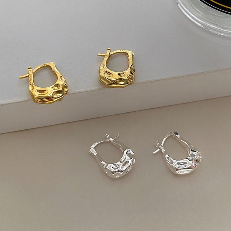 ANENJERY Geometrische Lava Konkav Konvex Creolen Für Frauen Nische Einfache Desgin Silber Farbe Ohrringe Partei Schmuck