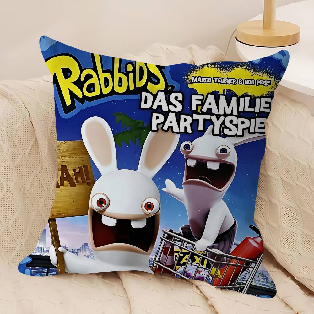 CUTE Cartoon I-Invasion Rabbids Pillow Case Removable Washable Cushion Cover – All-Season Soft Linen