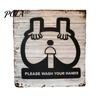 Distressed Metal Sign Please Wash Your Hands Sign, Waterproof Rust-Proof Retro Bathroom Reminder Wall Decor, Art Ornaments for Home And Restaurant